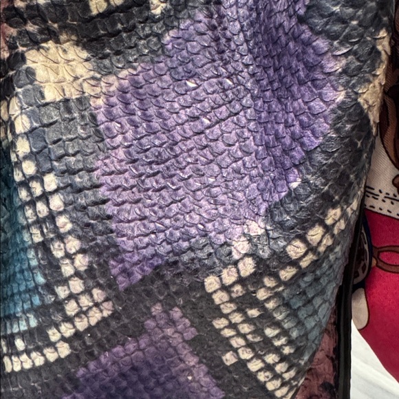 Coach Bag Crosby Python Embossed Leather Carryall Small Purple Pink Tote Rare - Picture 16 of 17